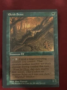 elvish scout - offcentered (miscut, misprint), fallen empires, mtg - Foto 1 di 2
