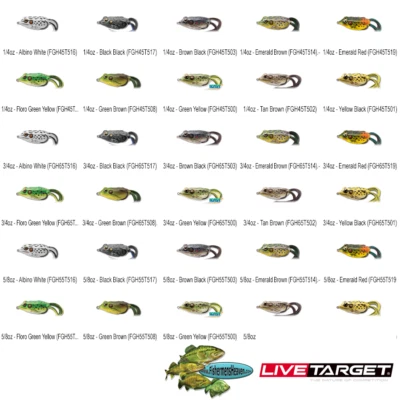 Live Target Frog - Topwater Lure (FGH) Hollow Body 1/4 5/8 or 3/4oz Any 8 Color - Image 1 of 4