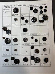 36 ANTIQUE VINTAGE BLACK GLASS BUTTONS Designs Pinwheel Cross Weaves Chevron lot - Picture 1 of 14