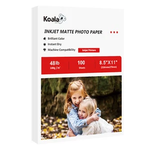 100 Koala Premium Matowy papier fotograficzny 8,5x11 48lb do drukarki atramentowej Epson HP Canon - Zdjęcie 1 z 9