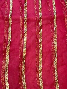 Scarf Hot Pink & Gold Scarf Wrap 36x70 Lightweight Chiffon Pre-own - Picture 1 of 2