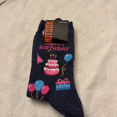 Hot Sox Happy Birthday Adult Socks - Sock Size 9-11, Fits Shoe Size 4-10.5 NWT - Image 1 of 2