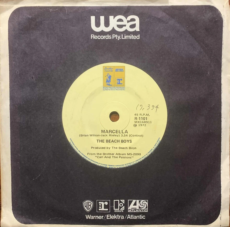 Beach Boys Marcella /  Hold On Dear Brother 1972 Brother Oz 45 - Image 1 of 2