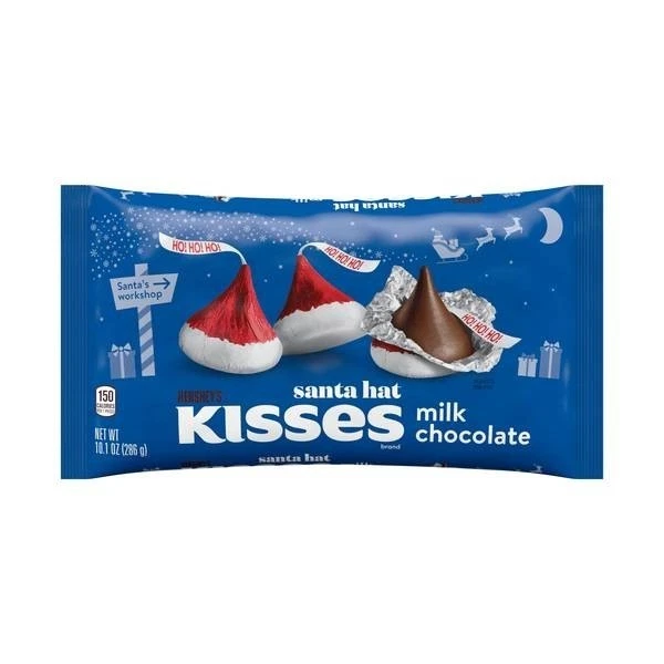 Hershey's Sombrero de Papá Noel Besos Chocolate con Leche Caramelos de Vacaciones Bolsa de 10.1 OZ Navidad Foto 1 de 1