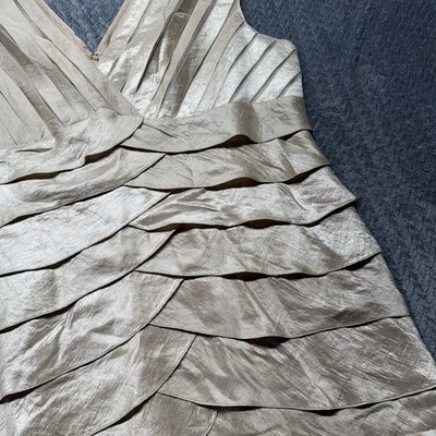 Adrianna Papell Dress Woman 22W Gold Metallic Tiered Sleeveless V-Neck - Image 1 of 4