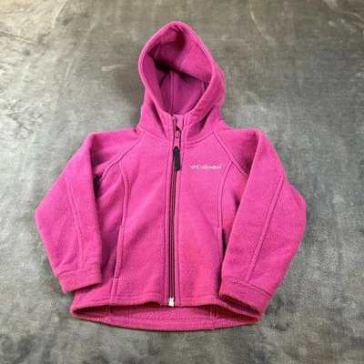 Columbia Fleece Hoodie Full Zip Jacket Warm Comfy Layering Pink Girls 18 Months - Image 1 of 4