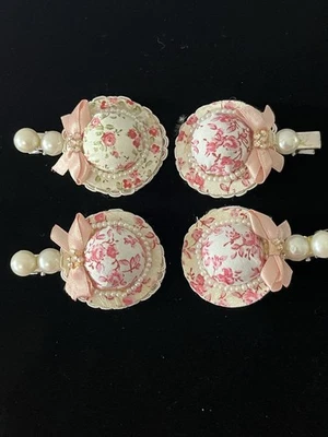 Pink Hat Hair Barrette Alligator Clip Updo Accessory Boho Retro Lot of 4 - Image 1 of 4