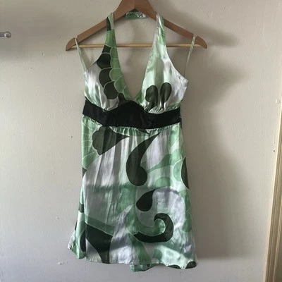 Women’s Firetrap Green Swirl Halter Neck Mini Dress. Size M - Image 1 of 4