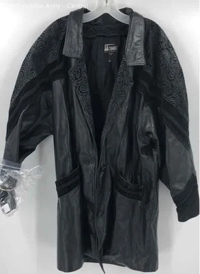 Abrigo Comint Mujer Cuero Negro Manga Larga Botón Delantero Talla Grande Foto 1 de 4