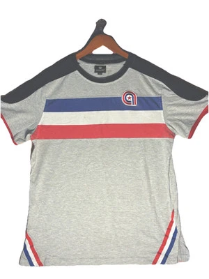 Camiseta Akademiks Talla L Gris Rayas Y2K Retro Streetwear De Colección Foto 1 de 4