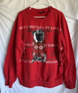 Pugly Red Ugly Christmas Sweater Women’s Sz XXL Pug Dog Graphic Sweatshirt - Picture 1 of 3