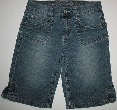 MUDD    - GIRL'S SIZE 10    -  BLUE STRETCH DENIM  CAPRI JEANS / LONG SHORTS - Imagem 1 de 2