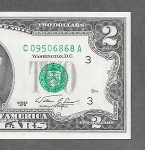 1976 C - $2 UNC Green Seal * Asian Lucky S # 6868 * Note - Picture 1 of 3