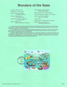 Página de recuerdo #9428 Maravillas del mar #2863-2866a USPS - Imagen 1 de 1