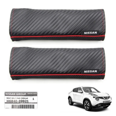 Seat Belt Cover Carbon Black For Nissan March Juke NP300 X-Trail 2010 2018 - Image 1 of 4
