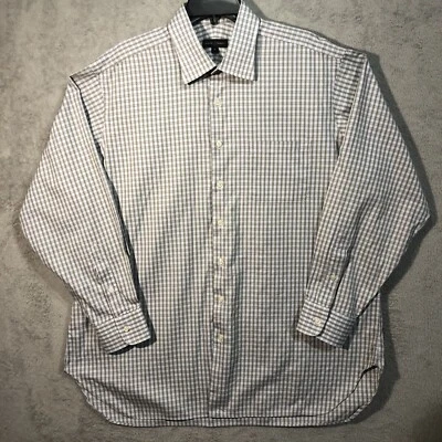 Robert Talbott Adult Button Up Shirt Extra Large XL Plaid Mens Gray/White Foto 1 de 4