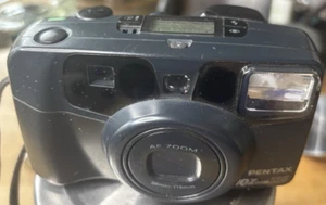 Pentax IQZoom 115 35mm Point & Shoot Film Camera Black w/Remote & Battery TESTED - Imagen 1 de 24