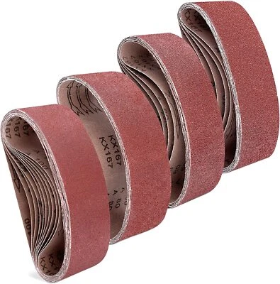 SATC Schleifbänder 15 Stück 75x457 mm je 3 x Korn 40/60/80/120/180 für Bandschleifer