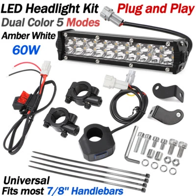5 Modes LED Headlight Light Bar Lighting Kit For Honda Kawasaki Yamaha Dirt Bike - Image 1 of 4