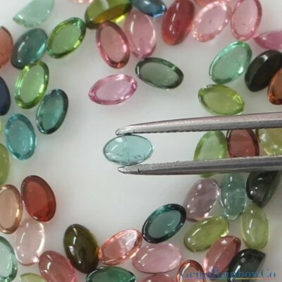 Multi-Colour Tourmaline 5x3mm Oval Shape Cabochon Loose gemstone AAA Quality - Image 1 of 4