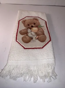 "Toalla de cocina vintage Ruth Morehead Holly Babes Holiday Angel Bear años 80 15""X25""" - Imagen 1 de 4
