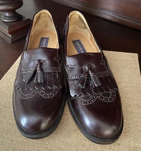 NORDSTROM'S Mens Dark Brown Leather Tassel Loafers Size 10.5 M Italy Italian - Picture 1 of 10