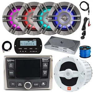 Infinity Marine WB Receiver w/Remote, Accessories, 10" Sub, 4x 6.5" LED Speakers - Picture 1 of 11