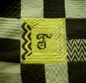Wool "F" initial needlepoint finished canvas for? pillow? - Picture 1 of 6