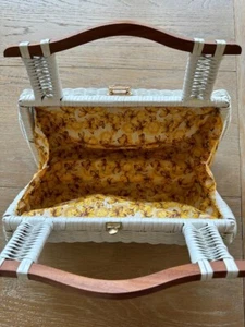 VTG 1960's Wicker and Wood Bag - Picture 1 of 6