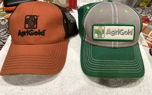 AgriGold Adjustable Adult Baseball Ball Cap Hat Green Burnt Orange Lot Of 2 - Picture 1 of 4