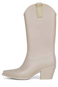 Jeffrey Campbell Thundrstrm Off White Squared Closed Toe Pull On Rain Boot
