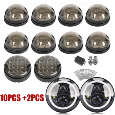 Full LED Smoked lights+headlights For Fog Reverse For Land Rover 90/130 Defender - Image 1 of 4