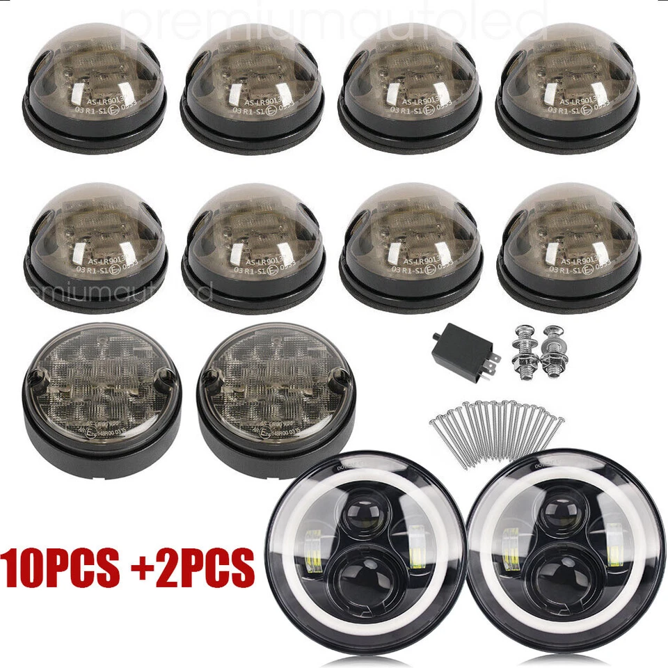 Full LED Smoked lights+headlights For Fog Reverse For Land Rover 90/130 Defender - Image 1 of 4