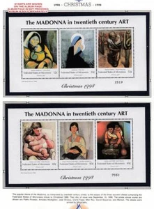 MICRONESIA 1998 CHRISTMAS/FAMOUS PAINTINGS x3 S/S MNH ** MADONNA,JUDAICA PICASSO - Picture 1 of 2