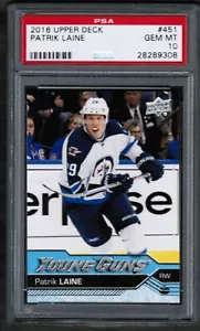2016-17 Upper Deck #451 Patrik Laine Young Guns novato radiocontrol PSA 10 gemas como nuevo - Imagen 1 de 2