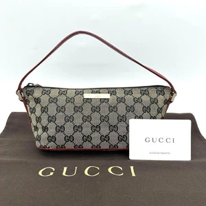 Mini bolso de hombro de lona GUCCI GG bolsa de accesorios de cuero rojo - Imagen 1 de 9
