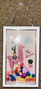 Llama “no Drama” Hanging Shadow Box 7.5 In X 4.5 Inches Moving Balls Inside Pink - Picture 1 of 2