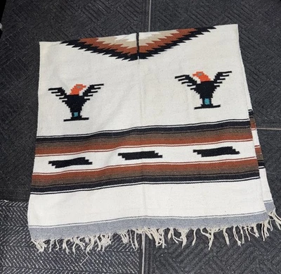 Poncho Chimayo Thunderbird Azteca Suroeste De Colección 72"x37" Foto 1 de 4