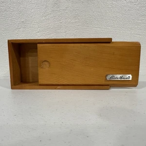 Caja de madera Eddie Bauer vintage con tapa deslizable para almacenamiento de relojes/baratijas  - Imagen 1 de 8
