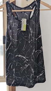 BNWT Bonds Sport Relaxed Tank Singlet Top Black White Marble Print - Size L - Picture 1 of 4