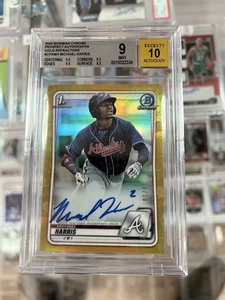 Bowman Chrome 1st Michael Harris Gold Refractor 2020 automático/50 BGS 9 - Imagen 1 de 2