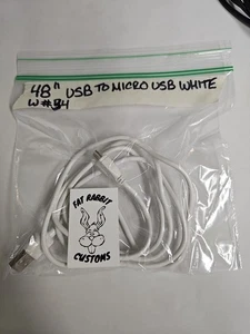 48" USB TO MICRO USB WHITE CABLE CONNECTOR - Picture 1 of 1