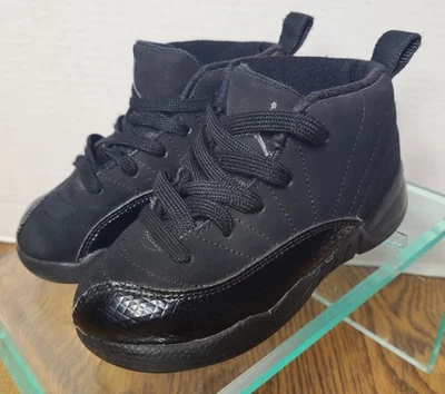 Jordan 12 Retro (TD) Negro Taxi Cordones Niño Tenis Talla 9C 819666-06 Foto 1 de 4