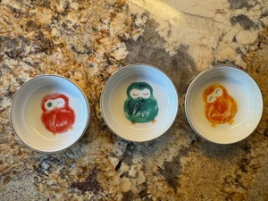 Trio of Live Laugh Love Owl Trinket Dishes 3" - Picture 1 of 6