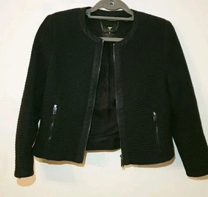 Ted Baker Jacket Size 12 3 Blazer Formal Womens Occasion Party Evening Black Zip - Picture 1 of 10