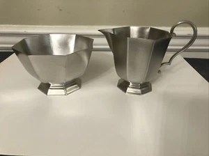 New Gorham Pewter Octette Holloware Pattern Cream & Sugar PH3 PH4 - Picture 1 of 5