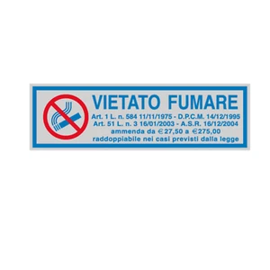 TARGHETTA ADESIVA - VIETATO FUMARE (CON NORMATIVA) - 165X50 MM - CARTELLI SEGNAL - Bild 1 von 1