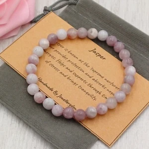 LILAC JASPER Bracelet Stretch Fit Handmade +Gift Bag & Card Crystal Gemstone 6mm - Picture 1 of 4