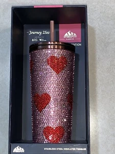 Hydrapeak EDIZIONE LIMITATA Bicchiere Strass Bling Cristallo Cuore Rosso 25oz Paglia - Foto 1 di 6