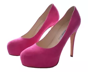 BRIAN ATWOOD Maniac Pink Fuchsia Suede Platform Heel Pumps Size 38.5 EUC - Picture 1 of 8
